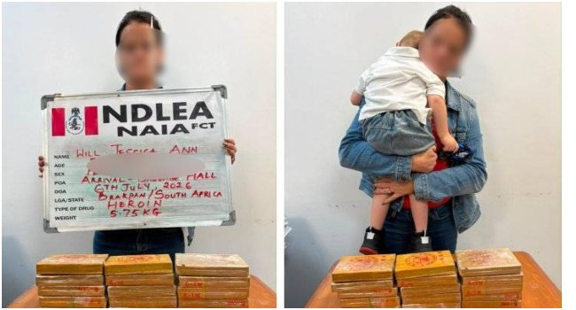 NDLEA Arrests South African Woman At Abuja Airport With 5.75kg Heroin Hidden In Luggage